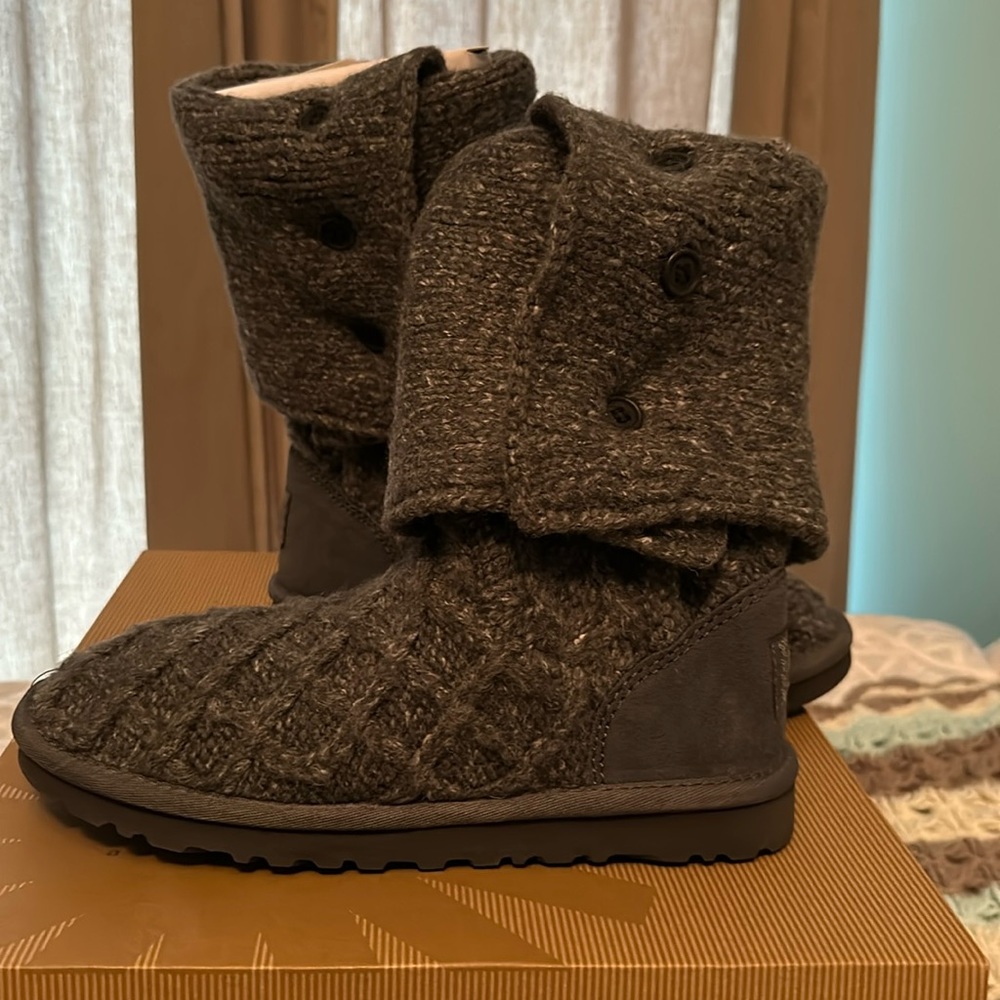 Ugg Cardy Lattice Boots Charcoal Grey New Size 6